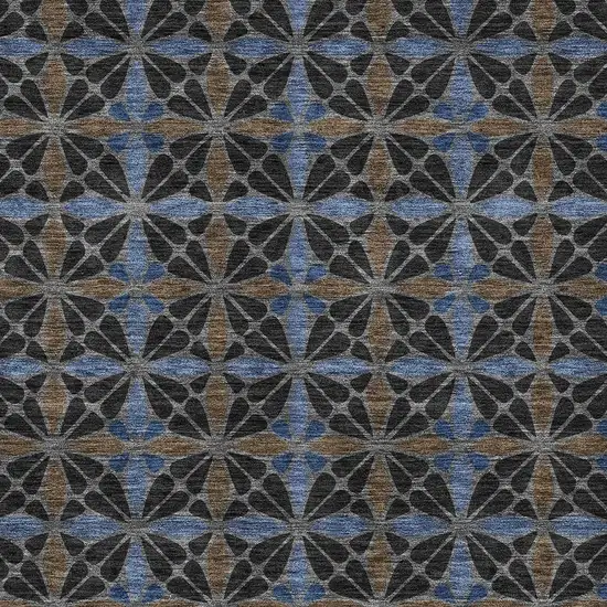 Black And Gray Geometric Washable Indoor Outdoor Area Rug Photo 2