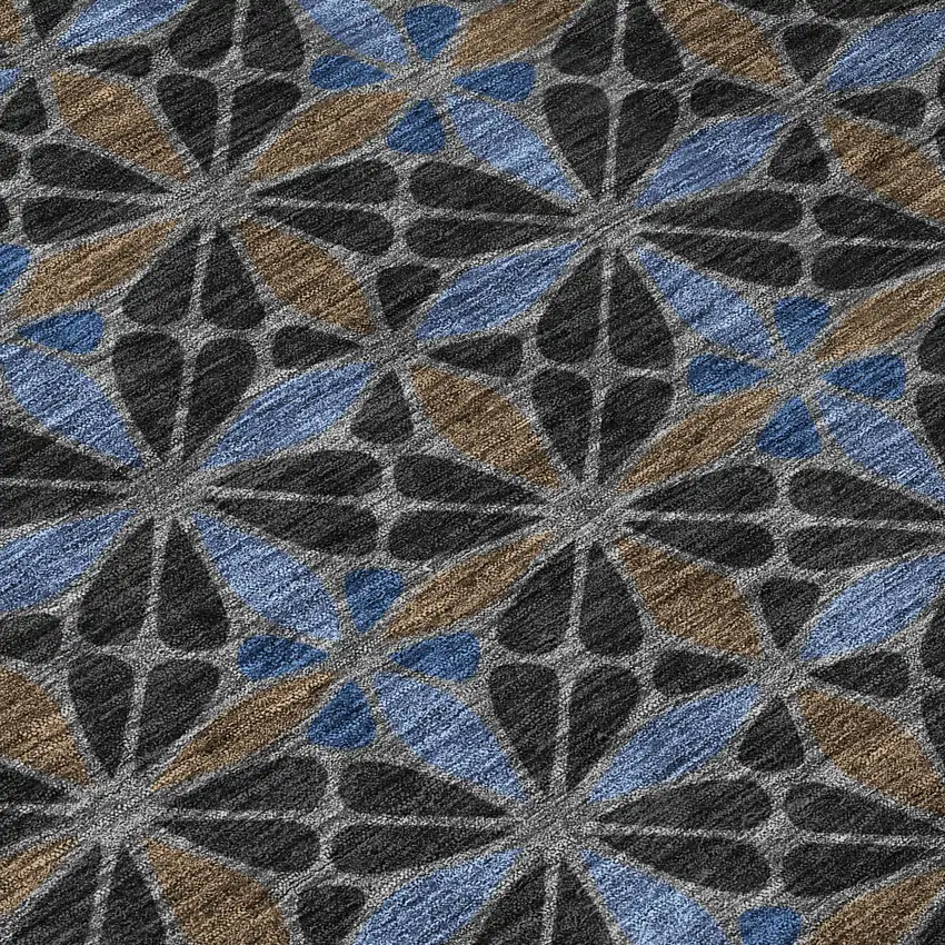 Black And Gray Geometric Washable Indoor Outdoor Area Rug Photo 9