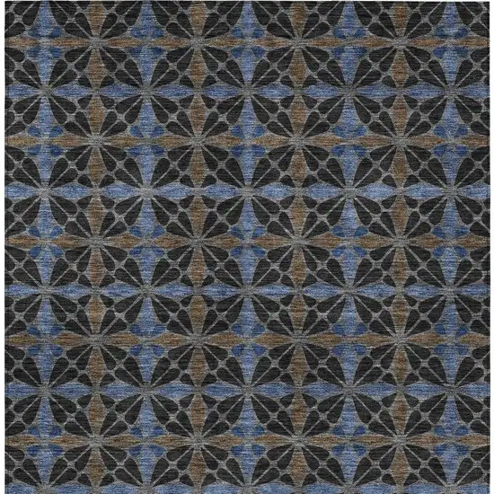 Black And Gray Geometric Washable Indoor Outdoor Area Rug Photo 3