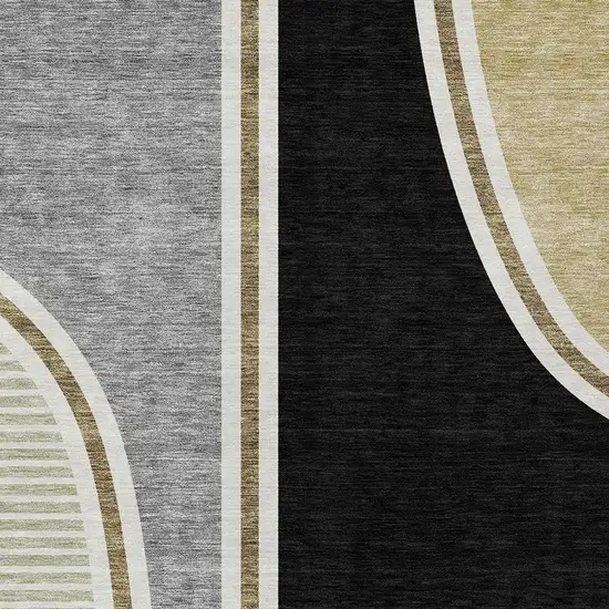 Black And Gray Geometric Washable Indoor Outdoor Area Rug Photo 2