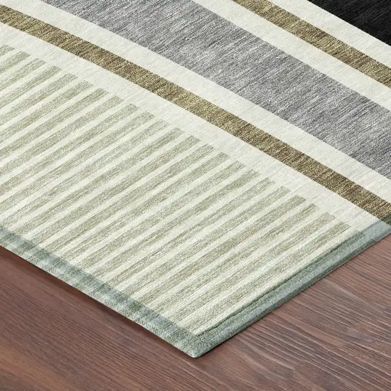 Black And Gray Geometric Washable Indoor Outdoor Area Rug Photo 8