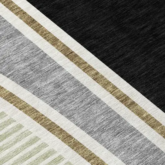 Black And Gray Geometric Washable Indoor Outdoor Area Rug Photo 9
