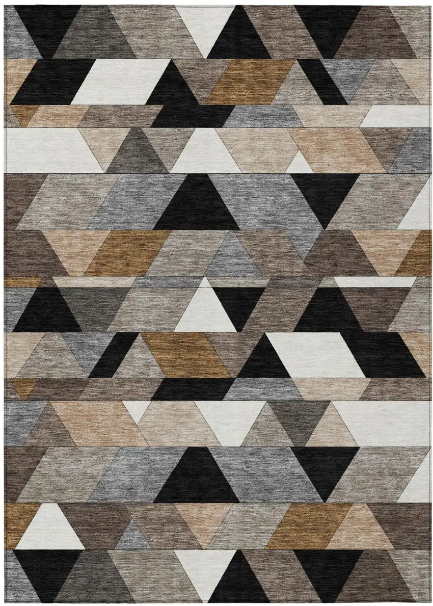 Black And Gray Geometric Washable Indoor Outdoor Area Rug Photo 2