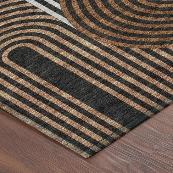 Black And Gray Geometric Washable Indoor Outdoor Area Rug Photo 5