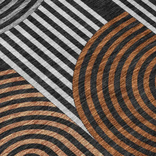 Black And Gray Geometric Washable Indoor Outdoor Area Rug Photo 6