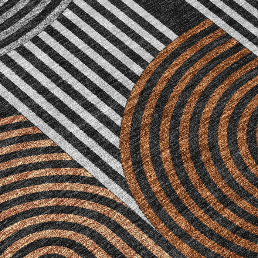 Black And Gray Geometric Washable Indoor Outdoor Area Rug Photo 6