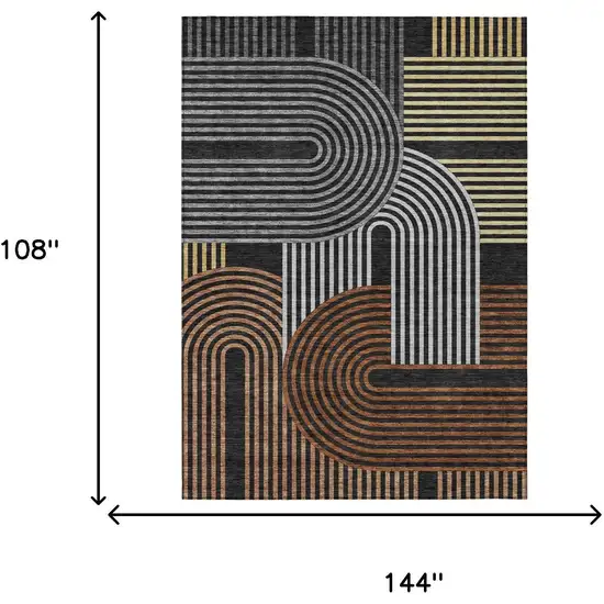 Black And Gray Geometric Washable Indoor Outdoor Area Rug Photo 7
