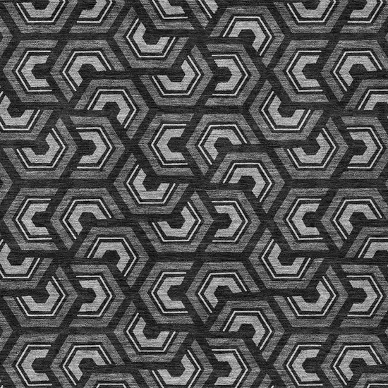 Black And Gray Geometric Washable Indoor Outdoor Area Rug Photo 3