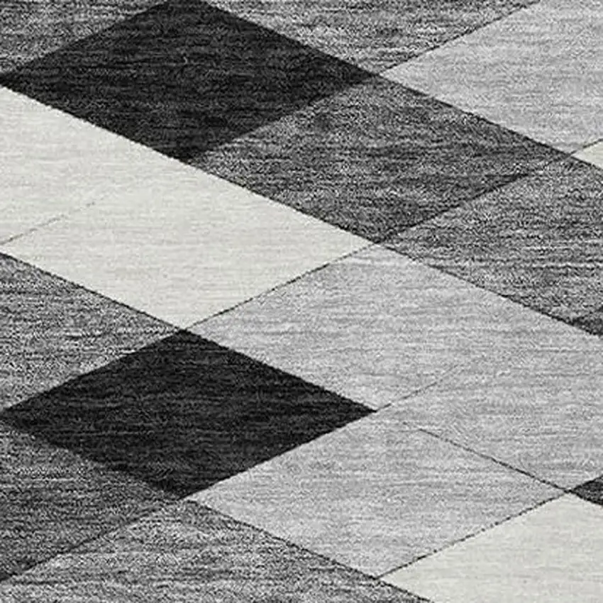 Black And Gray Geometric Washable Indoor Outdoor Area Rug Photo 3