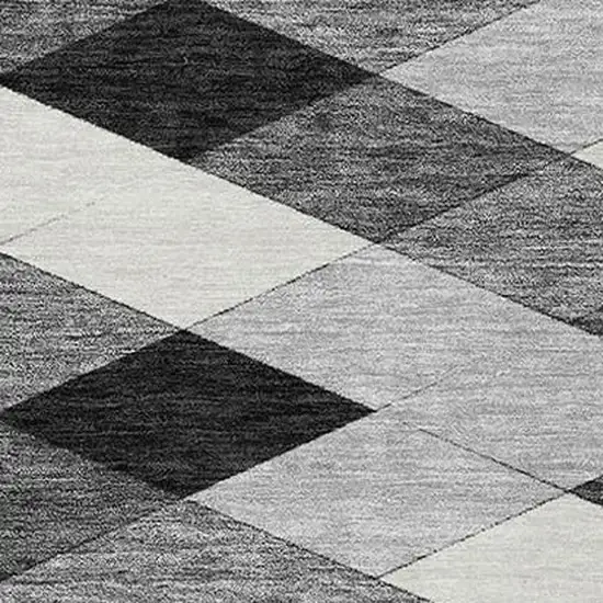 Black And Gray Geometric Washable Indoor Outdoor Area Rug Photo 3