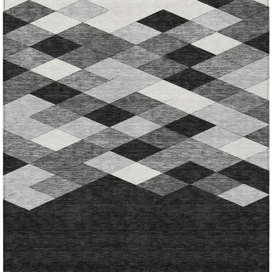 Black And Gray Geometric Washable Indoor Outdoor Area Rug Photo 5