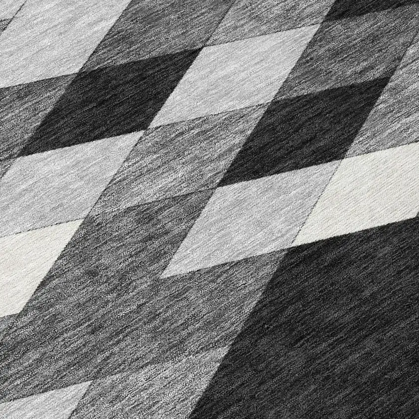 Black And Gray Geometric Washable Indoor Outdoor Area Rug Photo 7