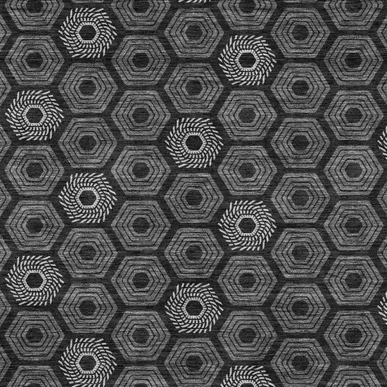 Black And Gray Geometric Washable Indoor Outdoor Area Rug Photo 3