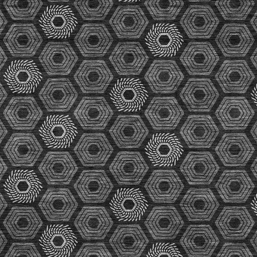 Black And Gray Geometric Washable Indoor Outdoor Area Rug Photo 3
