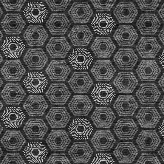 Black And Gray Geometric Washable Indoor Outdoor Area Rug Photo 3