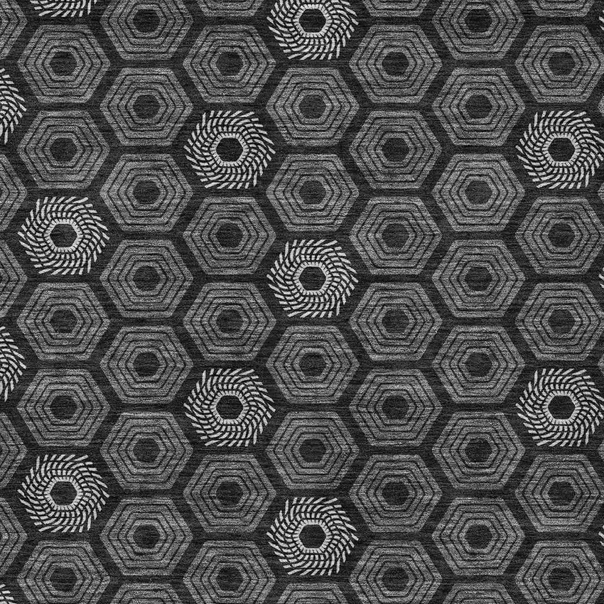 Black And Gray Geometric Washable Indoor Outdoor Area Rug Photo 3