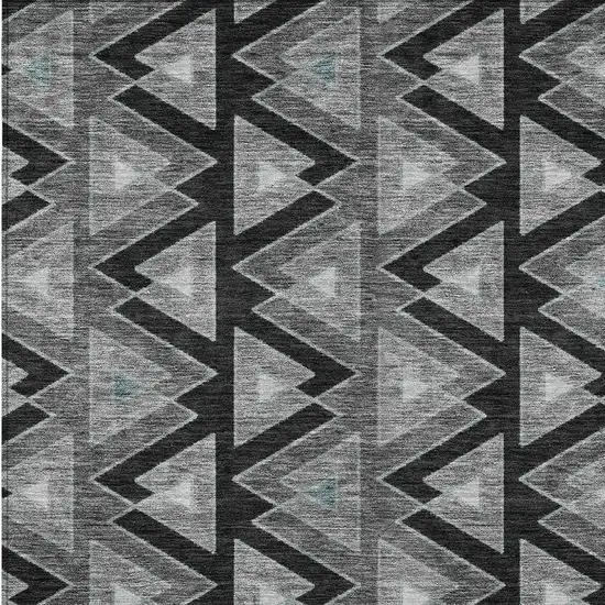 Black And Gray Geometric Washable Indoor Outdoor Area Rug Photo 3