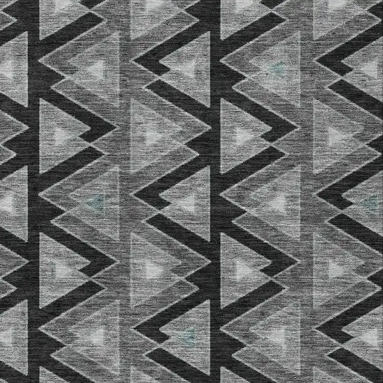 Black And Gray Geometric Washable Indoor Outdoor Area Rug Photo 3