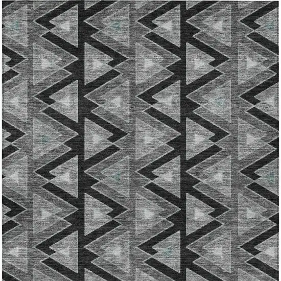 Black And Gray Geometric Washable Indoor Outdoor Area Rug Photo 4