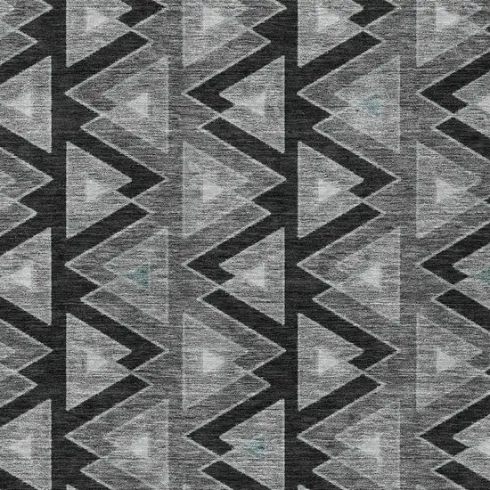 Black And Gray Geometric Washable Indoor Outdoor Area Rug Photo 3