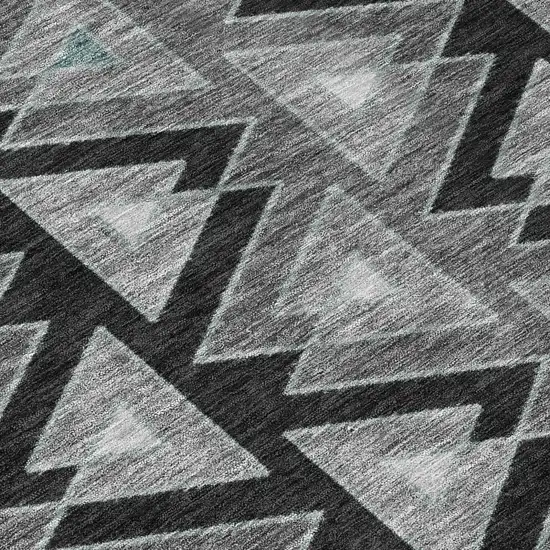 Black And Gray Geometric Washable Indoor Outdoor Area Rug Photo 6
