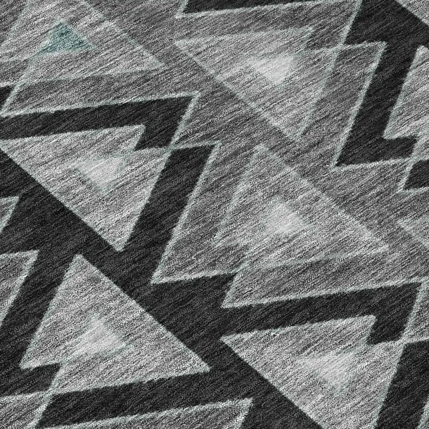 Black And Gray Geometric Washable Indoor Outdoor Area Rug Photo 6