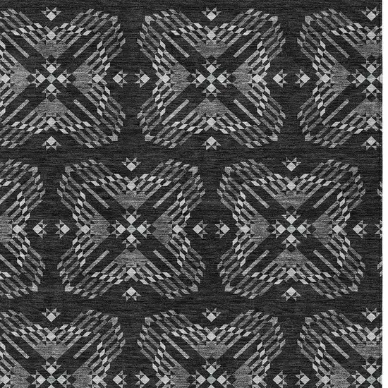Black And Gray Geometric Washable Indoor Outdoor Area Rug Photo 3