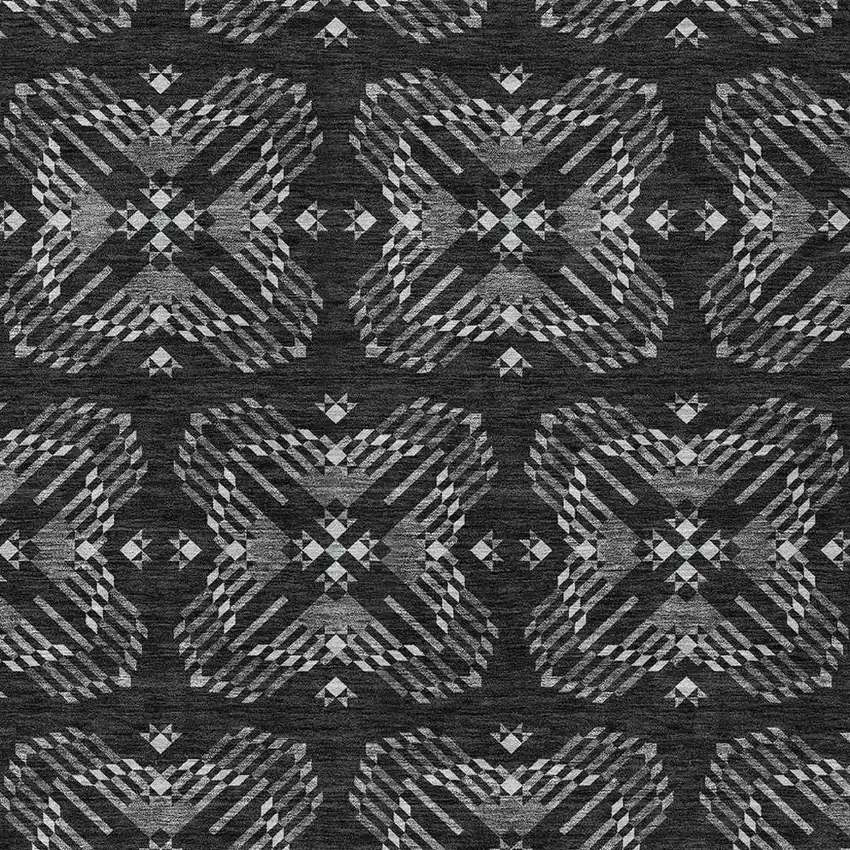 Black And Gray Geometric Washable Indoor Outdoor Area Rug Photo 3