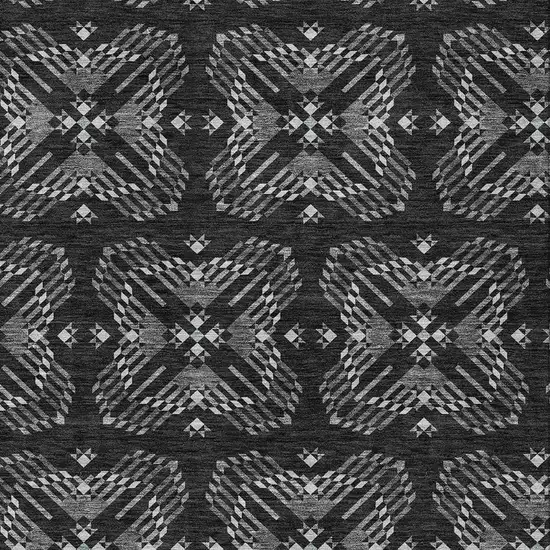 Black And Gray Geometric Washable Indoor Outdoor Area Rug Photo 3