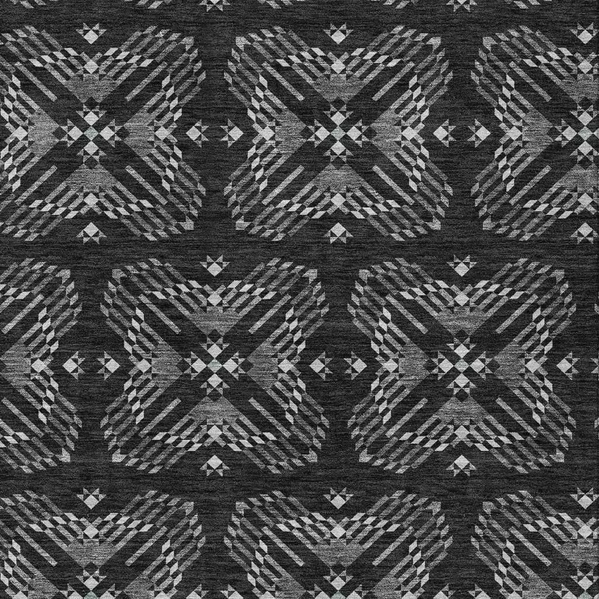 Black And Gray Geometric Washable Indoor Outdoor Area Rug Photo 3