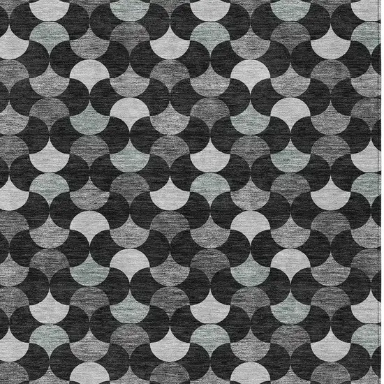 Black And Gray Geometric Washable Indoor Outdoor Area Rug Photo 3