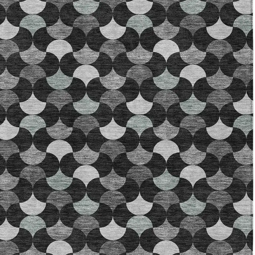 Black And Gray Geometric Washable Indoor Outdoor Area Rug Photo 3