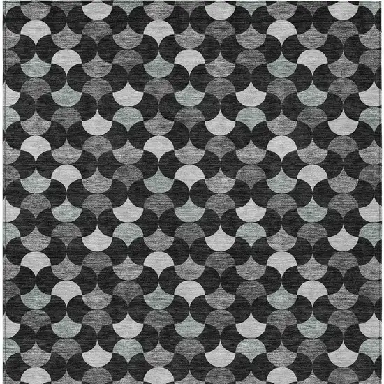 Black And Gray Geometric Washable Indoor Outdoor Area Rug Photo 4