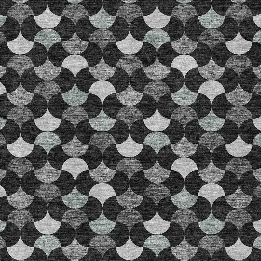 Black And Gray Geometric Washable Indoor Outdoor Area Rug Photo 3