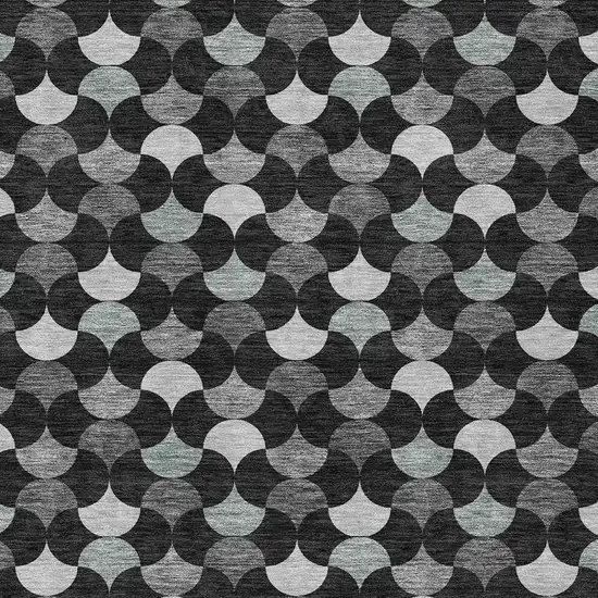 Black And Gray Geometric Washable Indoor Outdoor Area Rug Photo 3