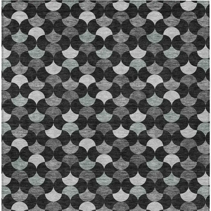 Black And Gray Geometric Washable Indoor Outdoor Area Rug Photo 4