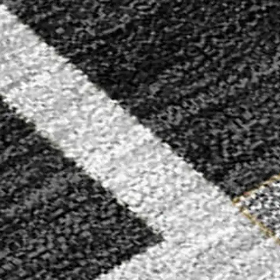 Black And Gray Geometric Washable Indoor Outdoor Area Rug Photo 3