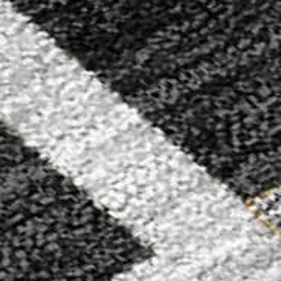 Black And Gray Geometric Washable Indoor Outdoor Area Rug Photo 1