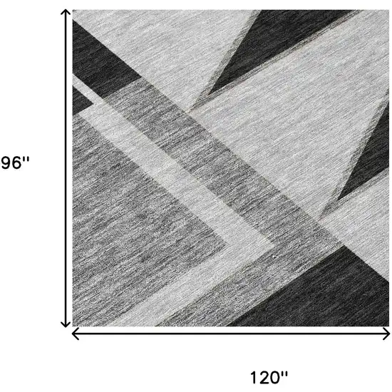 Black And Gray Geometric Washable Indoor Outdoor Area Rug Photo 7