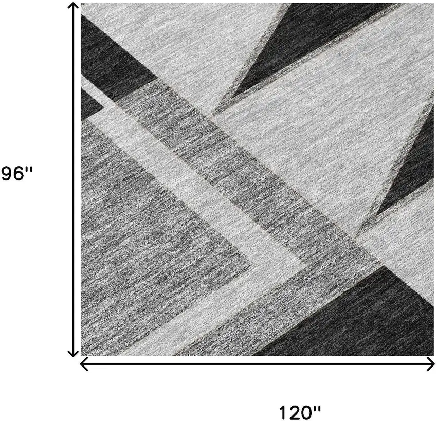 Black And Gray Geometric Washable Indoor Outdoor Area Rug Photo 7