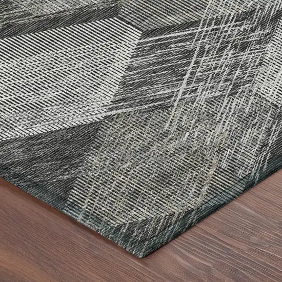 Black And Gray Geometric Washable Indoor Outdoor Area Rug Photo 4