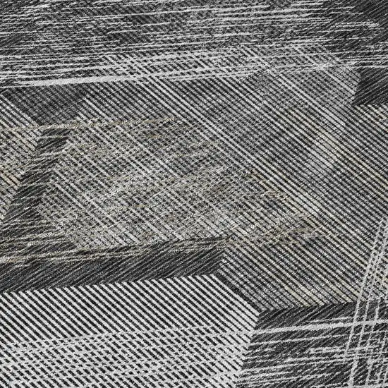 Black And Gray Geometric Washable Indoor Outdoor Area Rug Photo 5