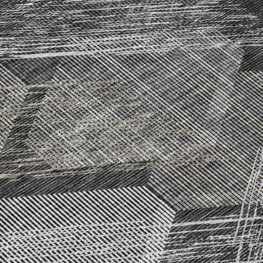 Black And Gray Geometric Washable Indoor Outdoor Area Rug Photo 5