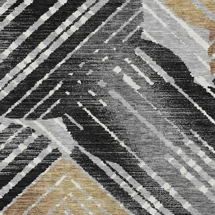 Black And Gray Geometric Washable Indoor Outdoor Area Rug Photo 3