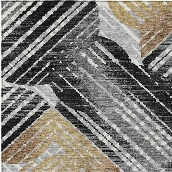 Black And Gray Geometric Washable Indoor Outdoor Area Rug Photo 4