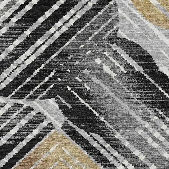 Black And Gray Geometric Washable Indoor Outdoor Area Rug Photo 3