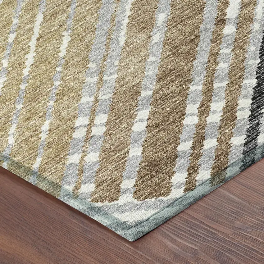Black And Gray Geometric Washable Indoor Outdoor Area Rug Photo 7