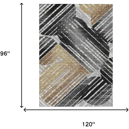 Black And Gray Geometric Washable Indoor Outdoor Area Rug Photo 9