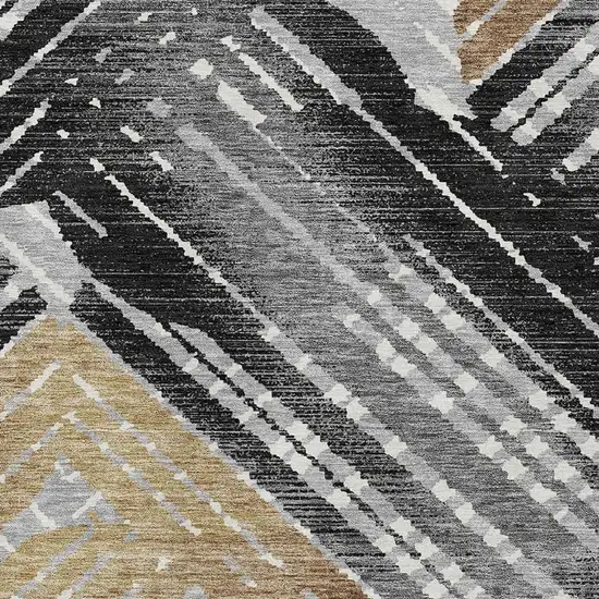 Black And Gray Geometric Washable Indoor Outdoor Area Rug Photo 5