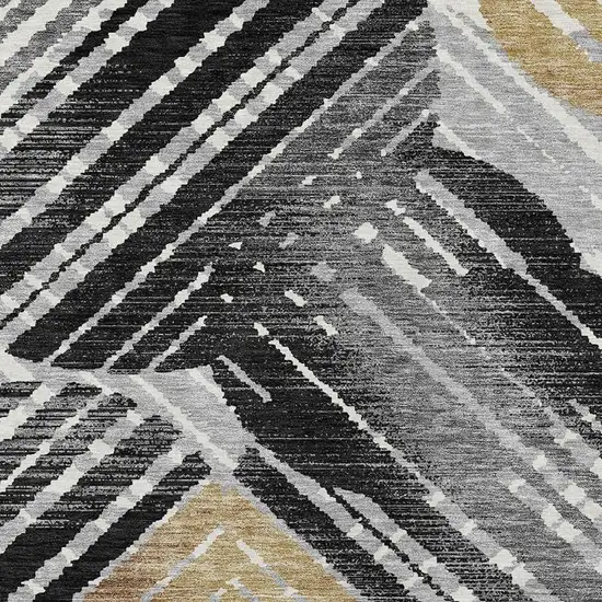Black And Gray Geometric Washable Indoor Outdoor Area Rug Photo 5